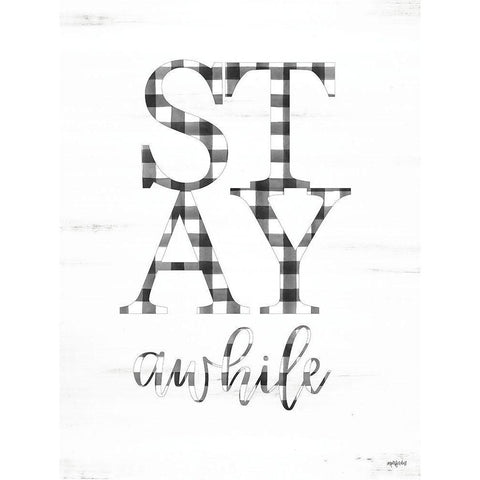 Stay Awhile White Modern Wood Framed Art Print by Imperfect Dust