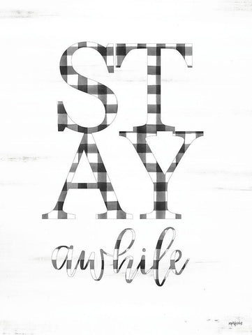 Stay Awhile Black Ornate Wood Framed Art Print with Double Matting by Imperfect Dust