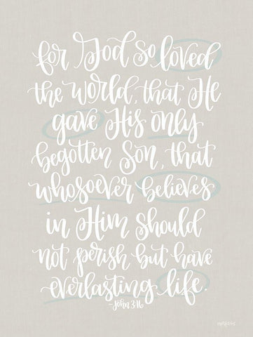 John 3:16 White Modern Wood Framed Art Print with Double Matting by Imperfect Dust