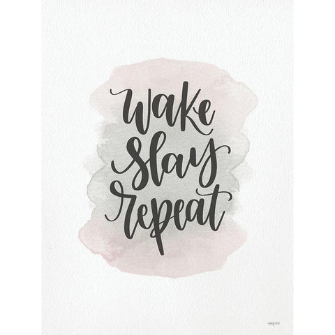 Wake-Slay-Repeat   White Modern Wood Framed Art Print by Imperfect Dust