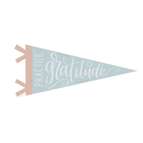 Practice Gratitude Pennant White Modern Wood Framed Art Print by Imperfect Dust