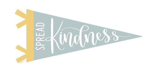 Spread Kindness Pennant White Modern Wood Framed Art Print with Double Matting by Imperfect Dust