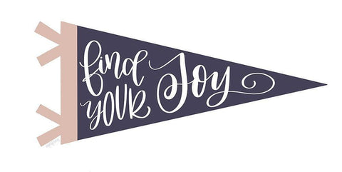 Find Your Joy Pennant White Modern Wood Framed Art Print with Double Matting by Imperfect Dust