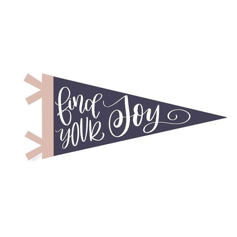 Find Your Joy Pennant White Modern Wood Framed Art Print by Imperfect Dust