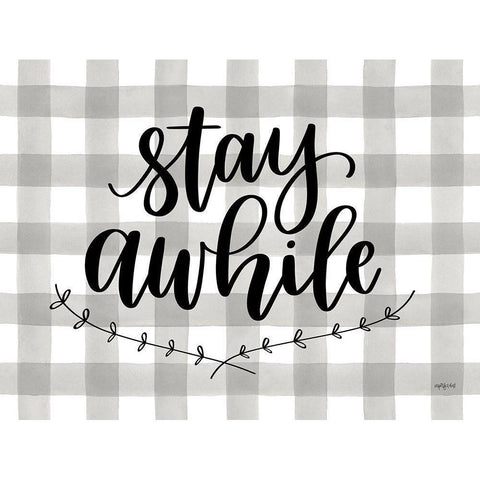 Stay Awhile Black Modern Wood Framed Art Print with Double Matting by Imperfect Dust