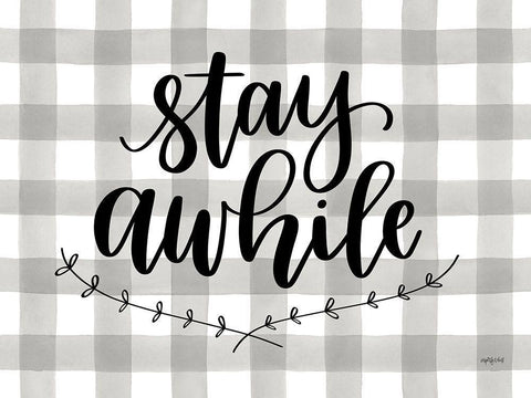 Stay Awhile White Modern Wood Framed Art Print with Double Matting by Imperfect Dust