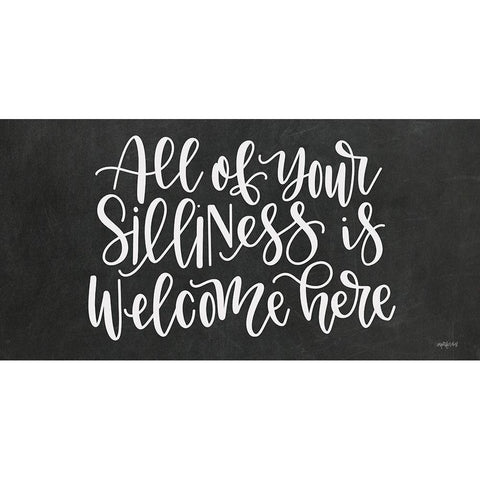 Silliness Welcome Here Black Modern Wood Framed Art Print with Double Matting by Imperfect Dust