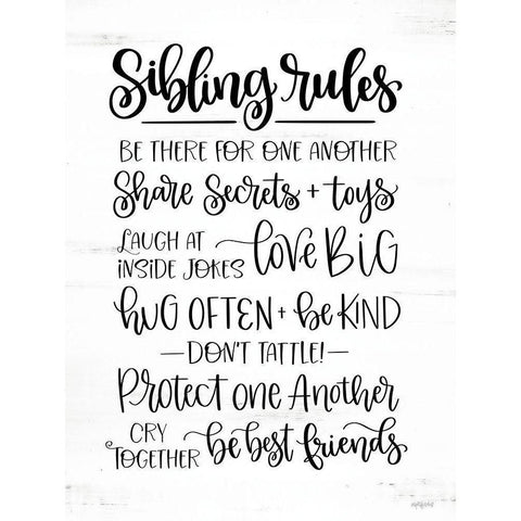 Sibling Rules Black Modern Wood Framed Art Print by Imperfect Dust