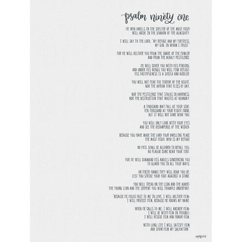 Psalm Ninety One Black Modern Wood Framed Art Print with Double Matting by Imperfect Dust