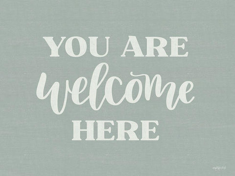 You Are Welcome Here White Modern Wood Framed Art Print with Double Matting by Imperfect Dust