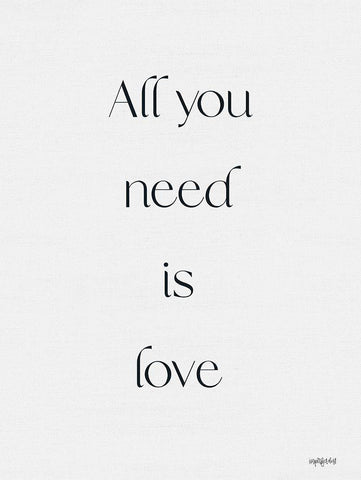 All You Need is Love Black Ornate Wood Framed Art Print with Double Matting by Imperfect Dust