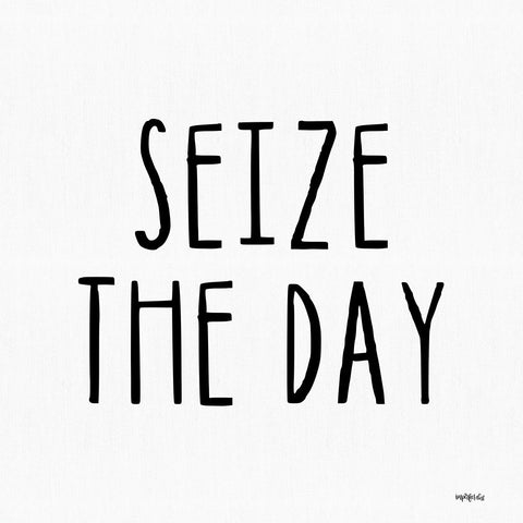 Seize the Day Black Modern Wood Framed Art Print by Imperfect Dust