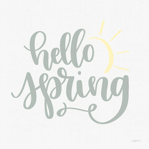 Hello Spring White Modern Wood Framed Art Print by Imperfect Dust