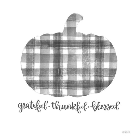 Grateful-Thankful-Blessed Black Ornate Wood Framed Art Print with Double Matting by Imperfect Dust