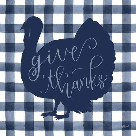 Give Thanks Turkey Black Modern Wood Framed Art Print with Double Matting by Imperfect Dust