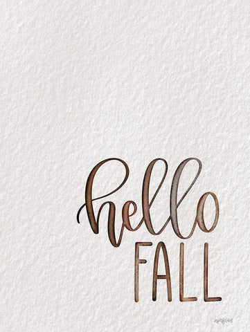 Hello Fall White Modern Wood Framed Art Print with Double Matting by Imperfect Dust