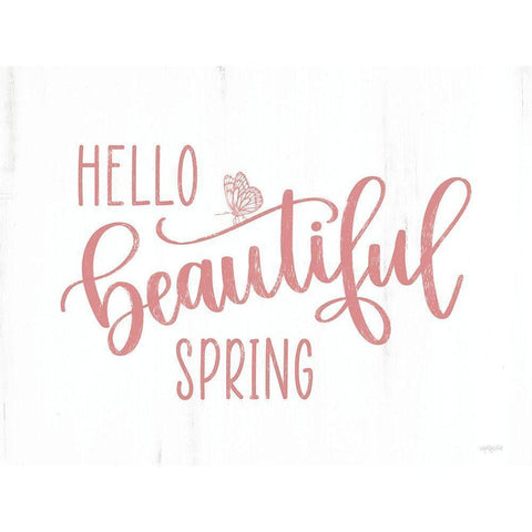 Hello Beautiful Spring (butterfly) White Modern Wood Framed Art Print by Imperfect Dust