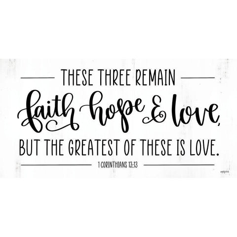 Faith-Hope And Love White Modern Wood Framed Art Print by Imperfect Dust