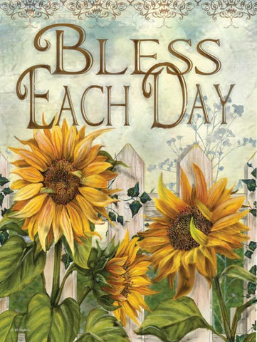 Bless Each Day White Modern Wood Framed Art Print with Double Matting by Wargo, Ed