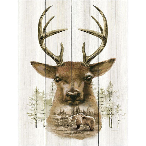 Deer Wilderness Portrait Black Modern Wood Framed Art Print by Wargo, Ed