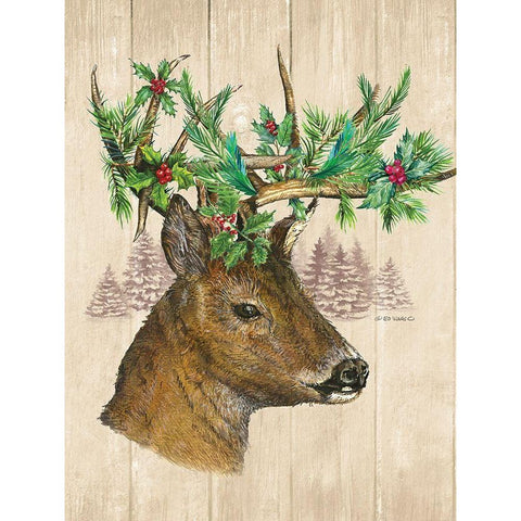 Holiday Deer White Modern Wood Framed Art Print by Wargo, Ed