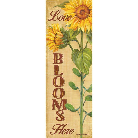 Love Blooms Here White Modern Wood Framed Art Print by Wargo, Ed