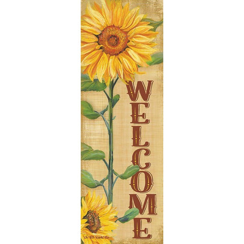Welcome Sunflower Black Modern Wood Framed Art Print with Double Matting by Wargo, Ed