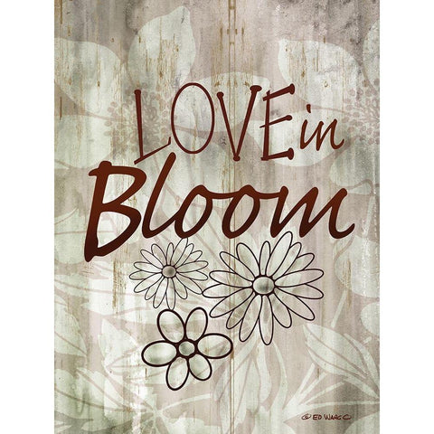 Love Blooms Here White Modern Wood Framed Art Print by Wargo, Ed