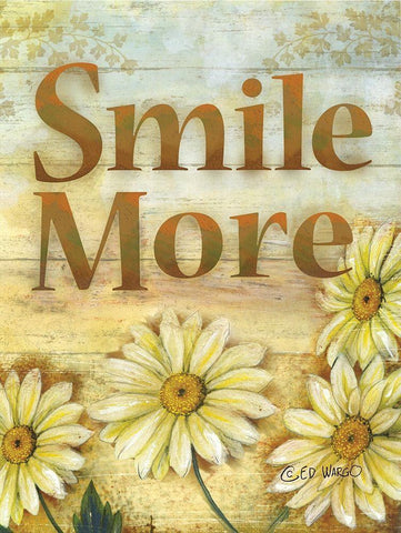 Smile More White Modern Wood Framed Art Print with Double Matting by Wargo, Ed