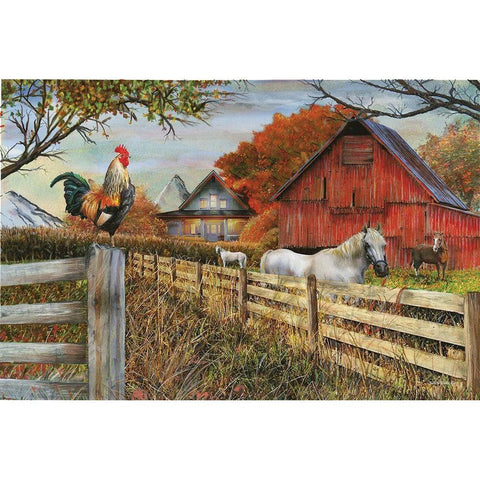 Standing Guard Rooster Gold Ornate Wood Framed Art Print with Double Matting by Wargo, Ed