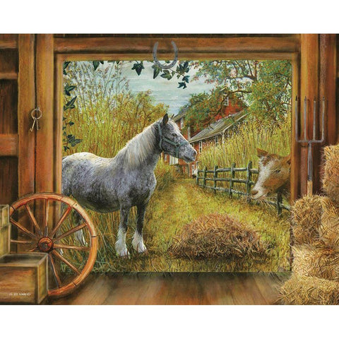 Barn View I Gold Ornate Wood Framed Art Print with Double Matting by Wargo, Ed