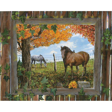 Barn View II Gold Ornate Wood Framed Art Print with Double Matting by Wargo, Ed