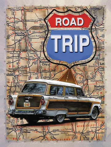 Road Trip White Modern Wood Framed Art Print with Double Matting by Wargo, Ed