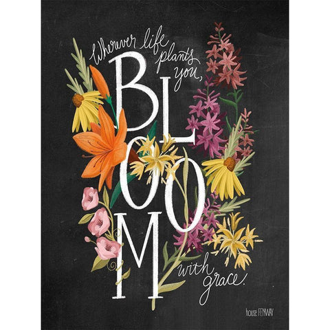 Bloom with Grace Black Modern Wood Framed Art Print with Double Matting by House Fenway