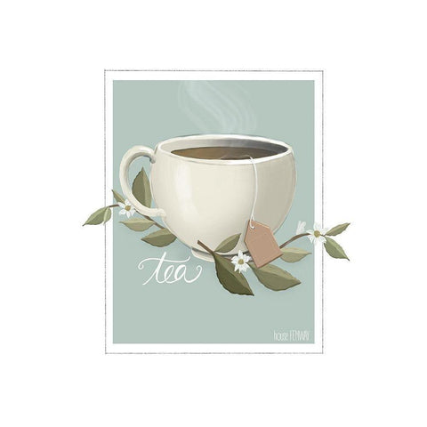 Botanical Tea White Modern Wood Framed Art Print by House Fenway