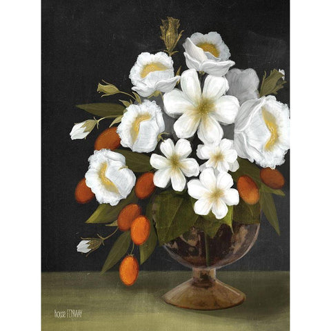 Kumquats and Blooms Black Modern Wood Framed Art Print by House Fenway