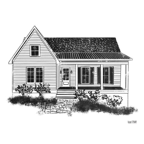 Farmhouse I Black Modern Wood Framed Art Print with Double Matting by House Fenway