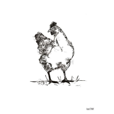 Farmhouse Chicken White Modern Wood Framed Art Print by House Fenway