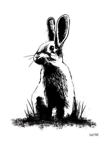 Farmhouse Rabbit White Modern Wood Framed Art Print with Double Matting by House Fenway