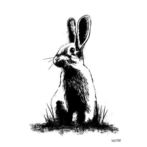 Farmhouse Rabbit Black Modern Wood Framed Art Print by House Fenway
