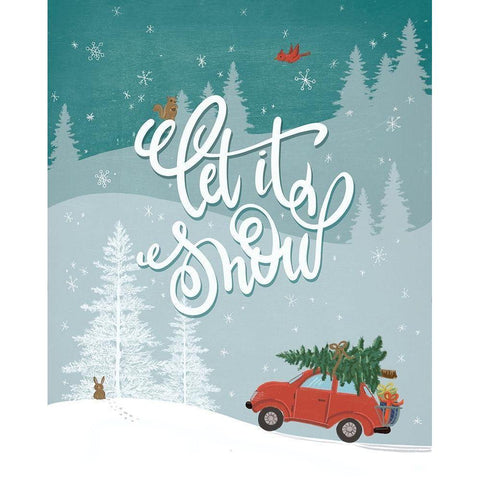 Let It Snow Black Modern Wood Framed Art Print with Double Matting by House Fenway