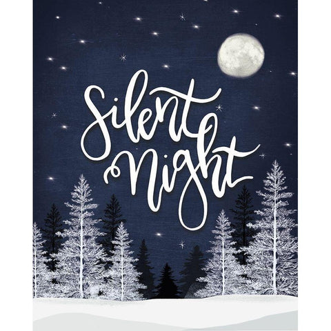 Silent Night White Modern Wood Framed Art Print by House Fenway