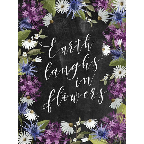 Earth Laughs in Flowers  Black Modern Wood Framed Art Print by House Fenway