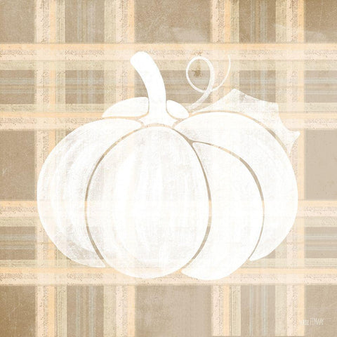 Plaid Pumpkin I White Modern Wood Framed Art Print by House Fenway