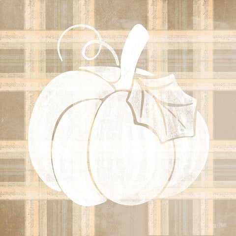 Plaid Pumpkin II White Modern Wood Framed Art Print with Double Matting by House Fenway