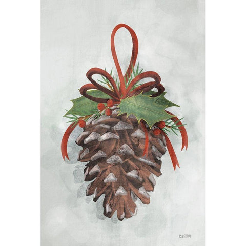 Holly Pinecone Black Modern Wood Framed Art Print with Double Matting by House Fenway