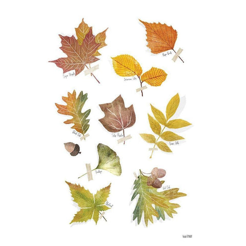 Autumn Leaves White Modern Wood Framed Art Print by House Fenway