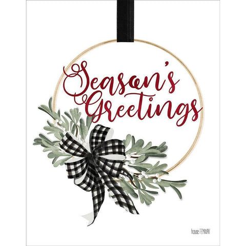 Seasons Greetings   Black Modern Wood Framed Art Print with Double Matting by House Fenway