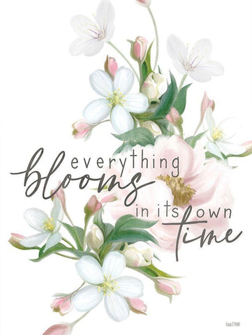 Everything Blooms White Modern Wood Framed Art Print with Double Matting by House Fenway