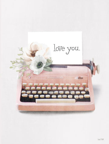 Love Letter Typewriter Black Modern Wood Framed Art Print by House Fenway